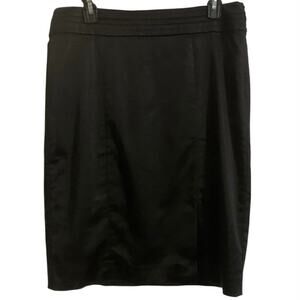 White House Black Market WHBM Women’s Black Pencil Skirt Size 12 Satin Stretch